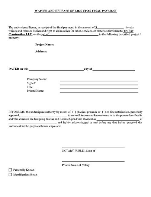 Standard Forms – Tri Bay Construction